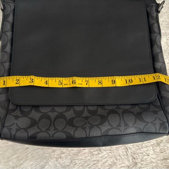 COACH Men's Black Houston Map Messenger Bag  with Adjustable Strap - Picture 11 of 13